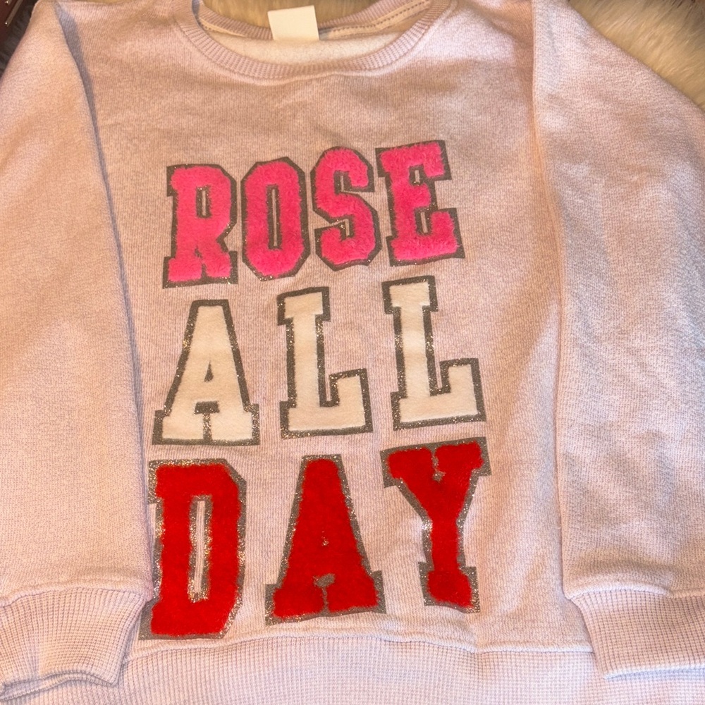Graphic Crew Neck Sweater - Pink and Red